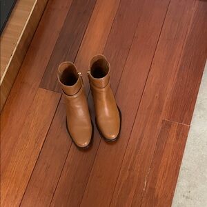 Franco Sarto Tan Ankle Boots with Gold Buckle New